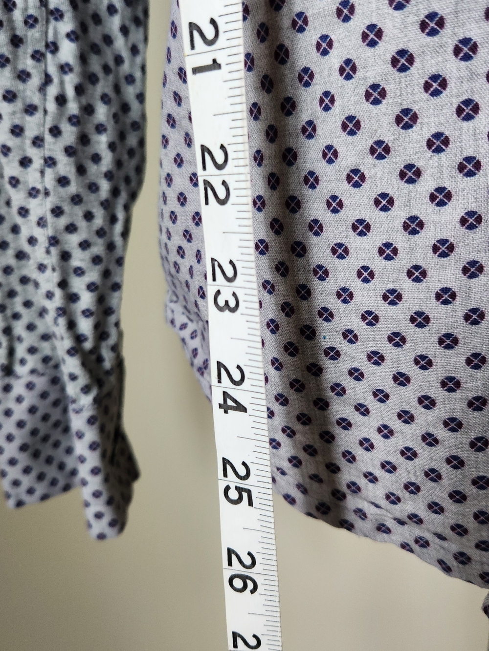 WRK Slim Fit Geometric Print Button Down Shirt Mens Size Large Grey Long Sleeve - Picture 7 of 14
